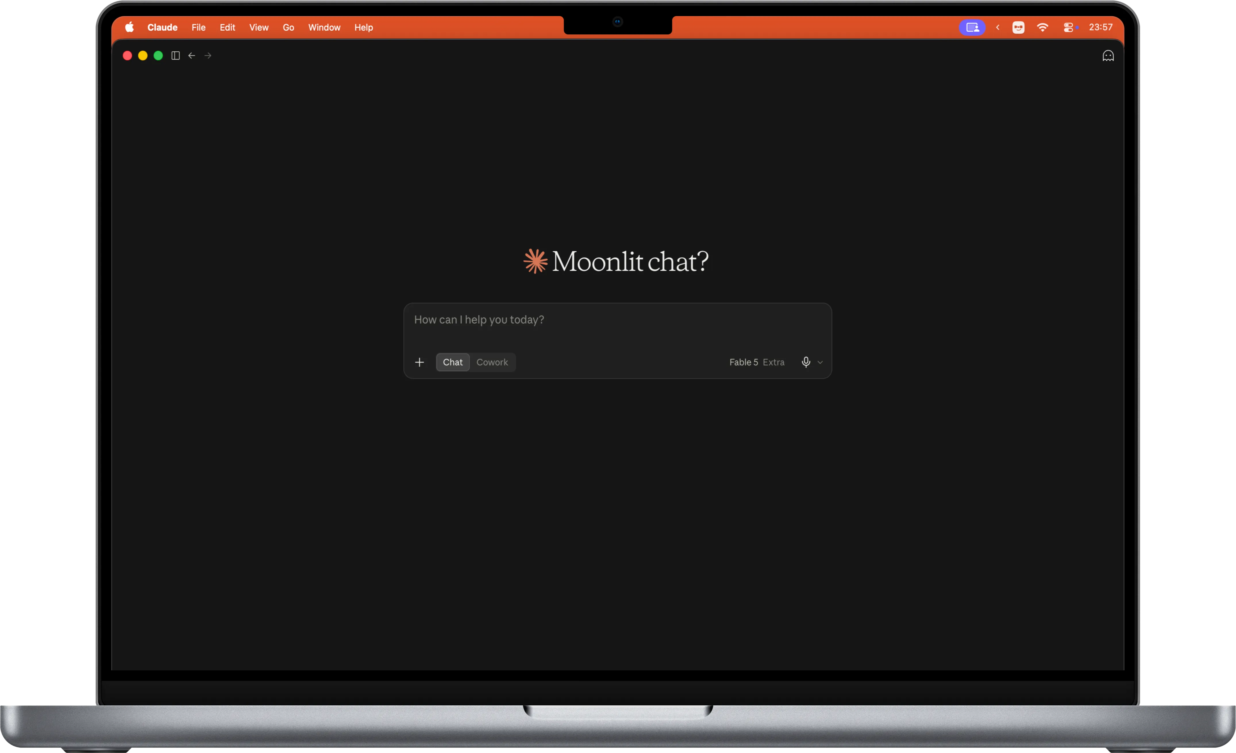 macOS menu bar over Claude, with Dynamic Menu Bar active: the strip in the app’s own dark color