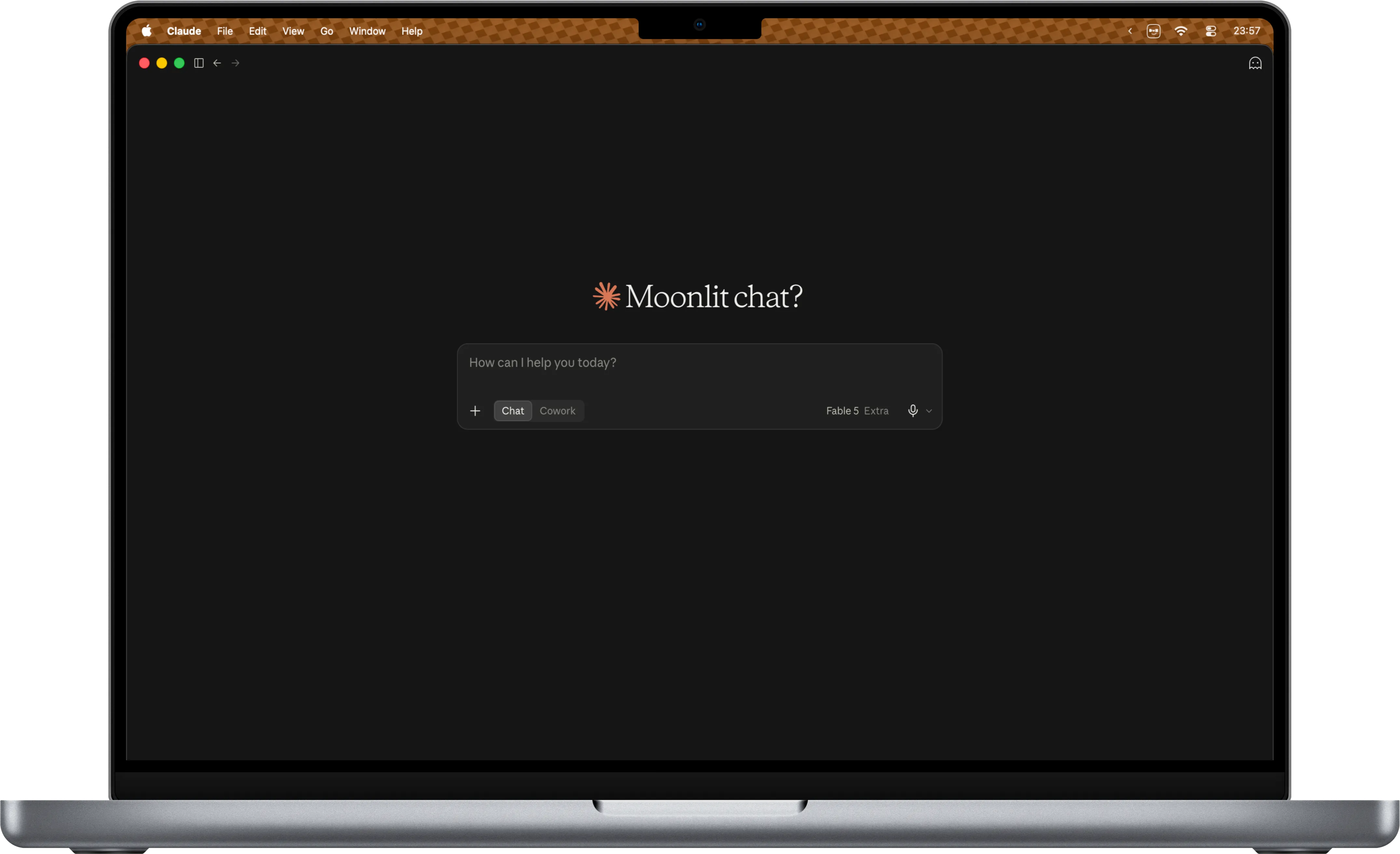 macOS menu bar over Claude, before Dynamic Menu Bar