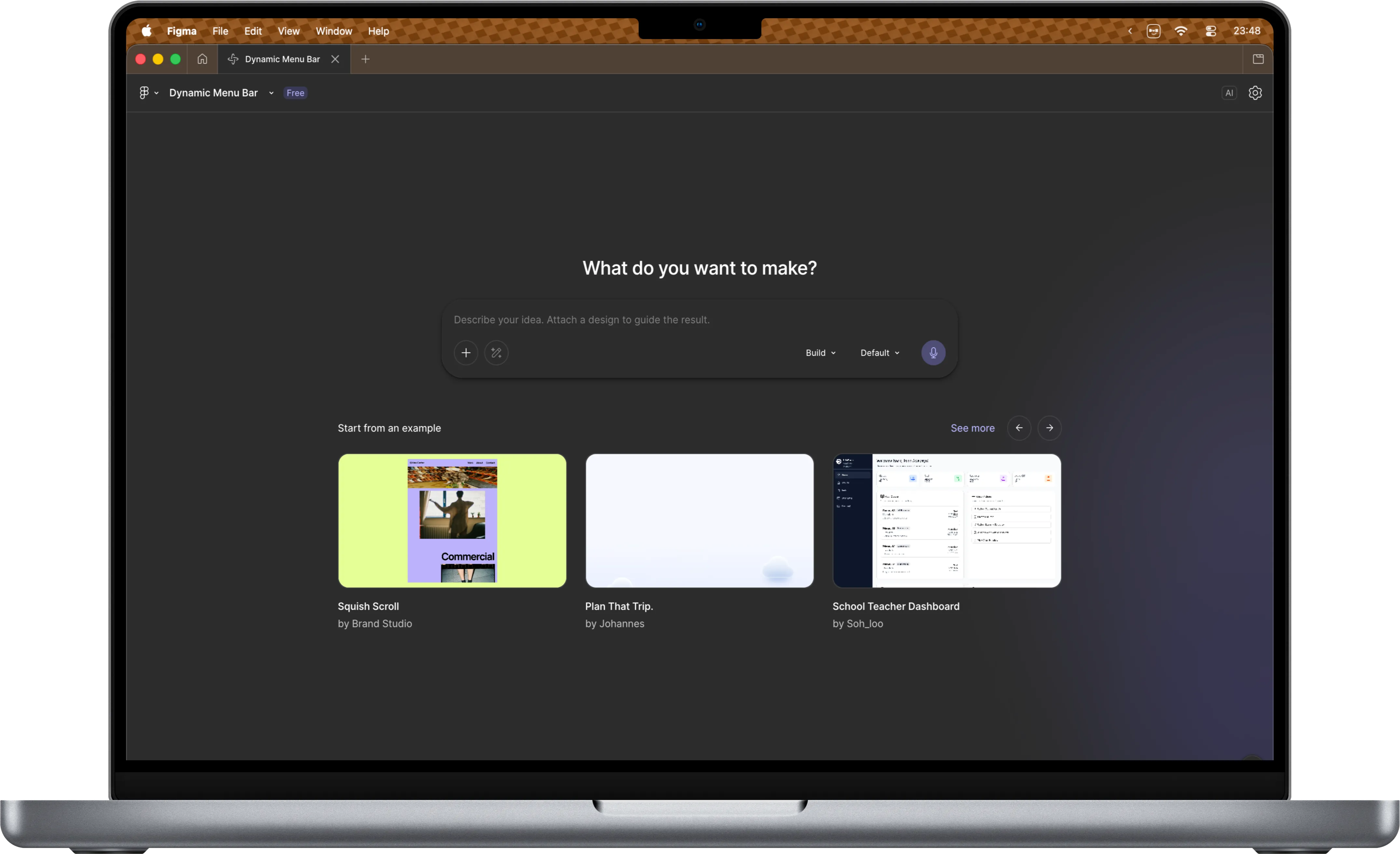 macOS menu bar over Figma, before Dynamic Menu Bar