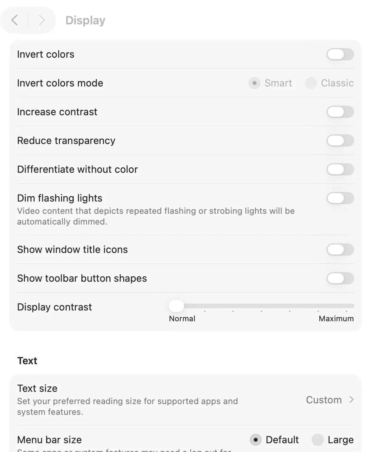 System Settings › Accessibility › Display: the Increase contrast and Reduce transparency switches